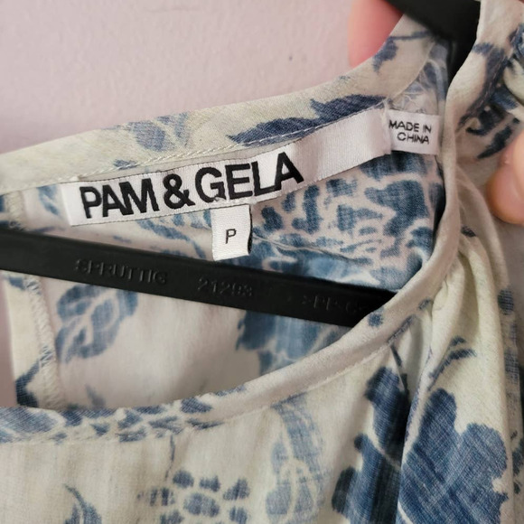 Pam & Gela Mia Blue Floral Silk Mini Dress - Picture 9 of 10